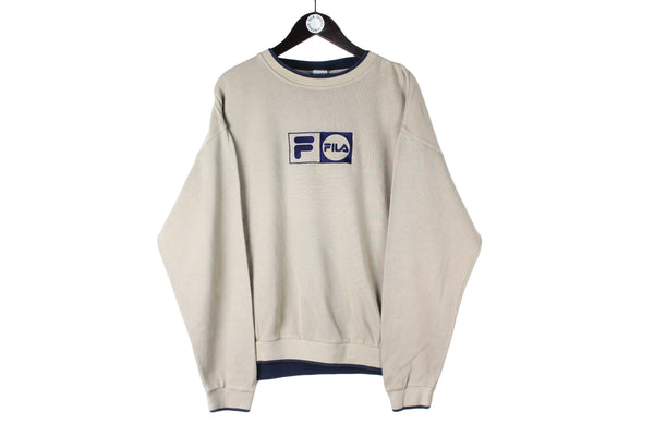 Vintage Fila Sweatshirt XLarge gray big logo 00s crewneck sport style jumper