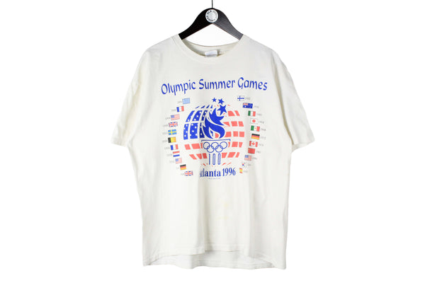 Vintage Atlanta 1996 Olympic Games USA T-Shirt XLarge big logo 90's sport style cotton tee