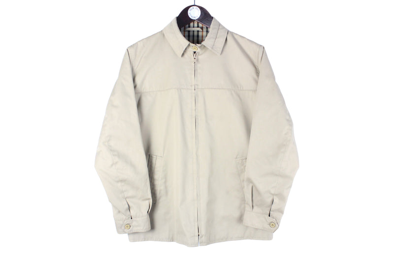 Vintage Daks Jacket Small beige full zip 90s retro plaid pattern lining luxury streetwear jacket