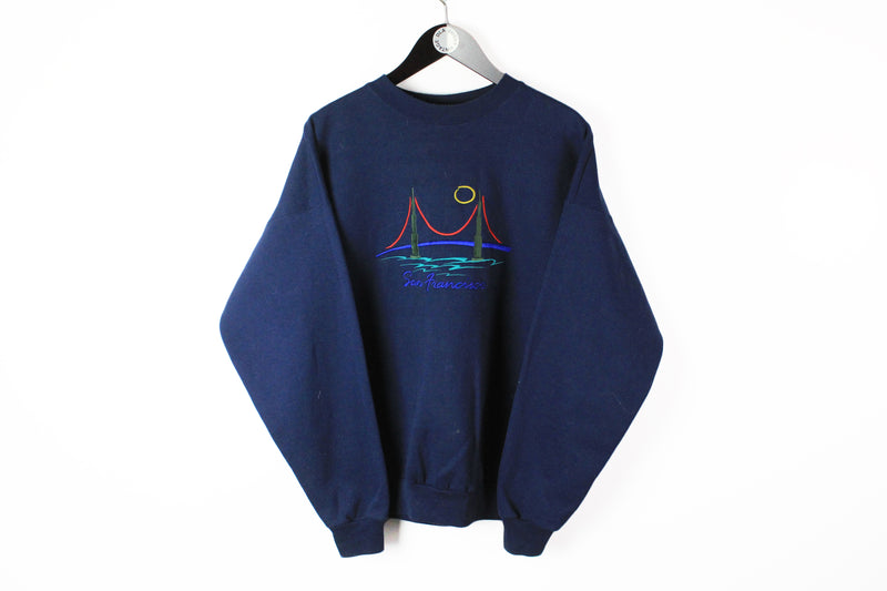 Vintage San Francisco Sweatshirt XLarge blue embroidery big logo navy crewneck