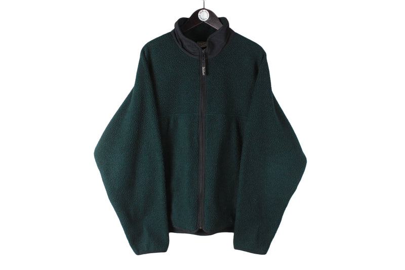 Vintage Woolrich Fleece Full Zip XLarge made in USA Green 00s sweater