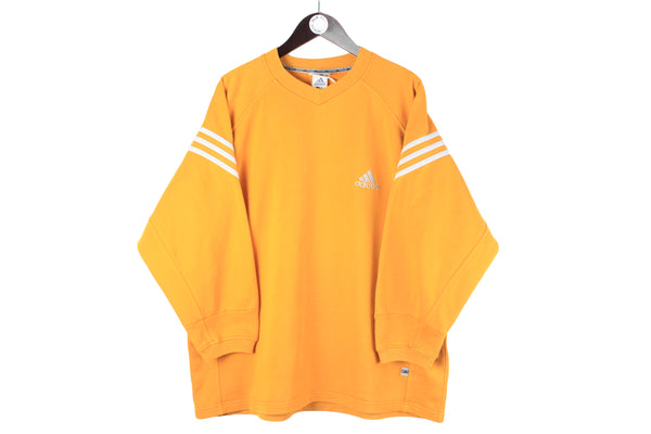 Vintage Adidas Sweatshirt 3/4 Sleeve XLarge orange 90s crewneck sport style jumper