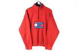 Vintage Tommy Sports Fleece 1/4 Zip Medium red 90s winter sweater