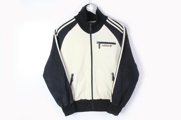 Vintage Adidas Track Jacket Women's Medium / Large black white 70s 80s made in Jugoslavia Yugoslavia athletic windbreaker