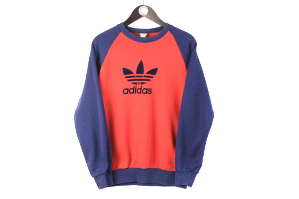 Vintage Adidas Sweatshirt Small red big logo 90s retro crewneck jumper sport West Germany shirt