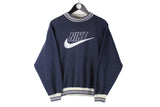 Vintage Nike Sweatshirt Small navy blue big logo 90s retro crewneck sport style jumper