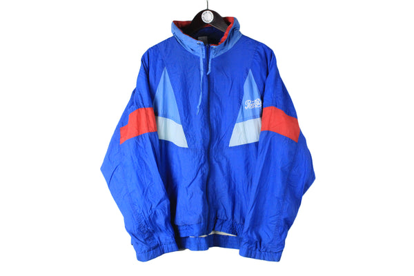 Vintage Pepsi Track Jacket Small blue full zip 90's windbreaker Cola sport 
