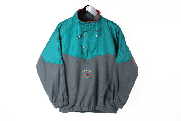 Vintage Fleece 1/4 Zip Small gray green 90's snowboard ski style sweater