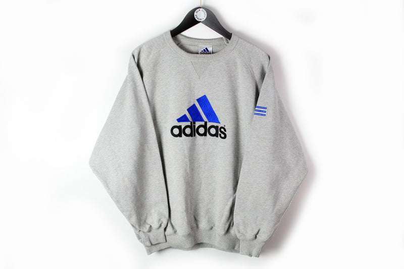 Vintage Adidas Sweatshirt Medium / Large gray big logo 90s sport retro style cotton wear jumper big logo