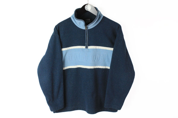 Vintage Think Pink Fleece 1/4 Zip Women's Medium blue big logo 90's sports style retro sweater