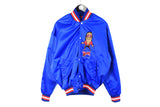 Vintage Bret Hitman Hart 1993 Bomber Jacket Medium / Large blue wrestling big logo 90's retro style 