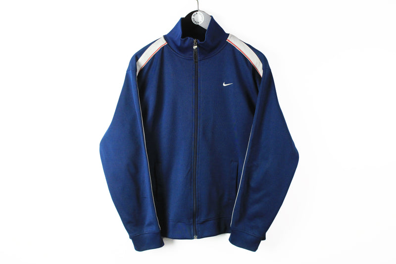 Vintage Nike Track Jacket Small navy blue 90s sport style windbreaker big logo athletic jacket