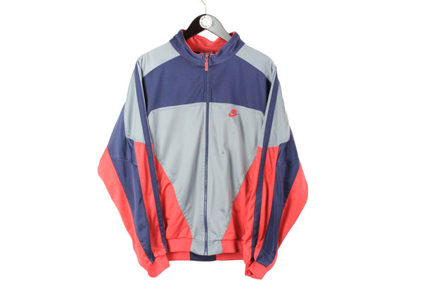 Vintage Nike Track Jacket Large size men's sport retro clothing full zip long sleeve sport outfit multicolor small logo swoosh