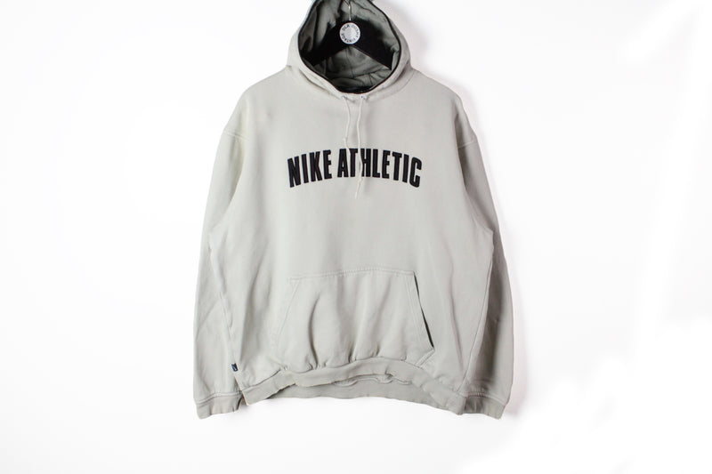 Vintage Nike Hoodie Medium gray 90's Nike Athletic hooded jumper