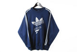 Vintage Adidas Sweatshirt XLarge navy blue big logo 90s sport streetwear style 