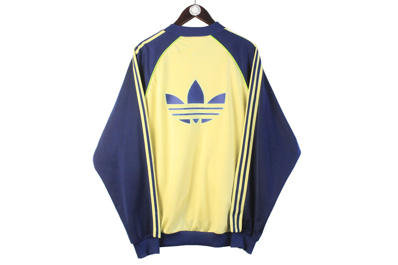 Vintage Adidas Tracksuit XLarge yellow blue 80s retro sport jacket 90s classic track pants and windbreaker