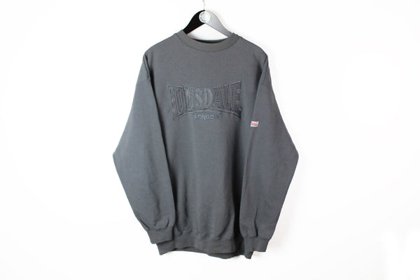 Vintage Lonsdale Sweatshirt XXLarge gray big logo 00s hooligans football crewneck oversize jumper