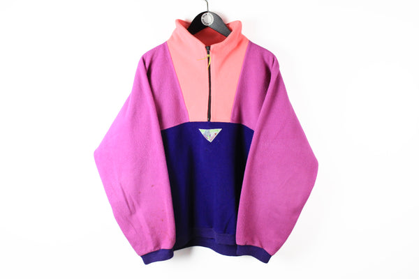 Vintage Fleece Half Zip Small purple pink 90s sport ski style sweater