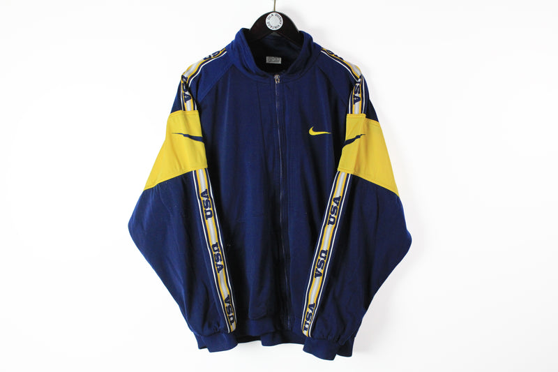 Vintage Nike Tracksuit XLarge blue yellow USA big logo retro style hip hop 90s sport suit