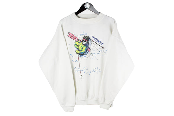 Vintage Gernkogel Alm Ski Sweatshirt Large white 80s retro Alps crewneck sportswear jumper