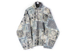 Vintage Fleece 1/4 Zip XLarge abstract pattern 90s retro sport winter sweater