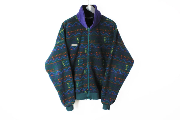 Vintage Columbia Fleece Full Zip XLarge multicolor 90's winter ski style sweater made in USA