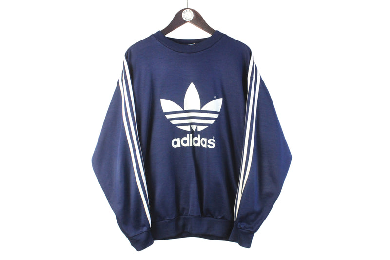 Vintage Adidas Tracksuit Large navy blue 90s big logo retro sport crewneck sweatshirt and pants 