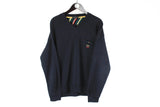 Vintage Paul & Shark Sweater navy blue v-neck retro sportswear 90s sweatshirt