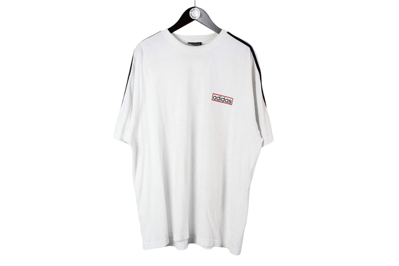 Vintage Adidas T-Shirt XXLarge size men's oversize white basic sport retro tee summer authentic athletic top 90's style short sleeve 