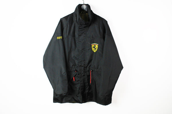 Vintage Ferrari Jacket Large / XLarge black 90's small logo windbreaker 1996 Michael Schumacher black