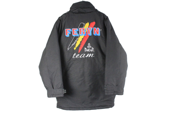 Vintage Feryn Dakar Team Jacket Large black big logo racing style 90s 00s windbreaker sport style rally team