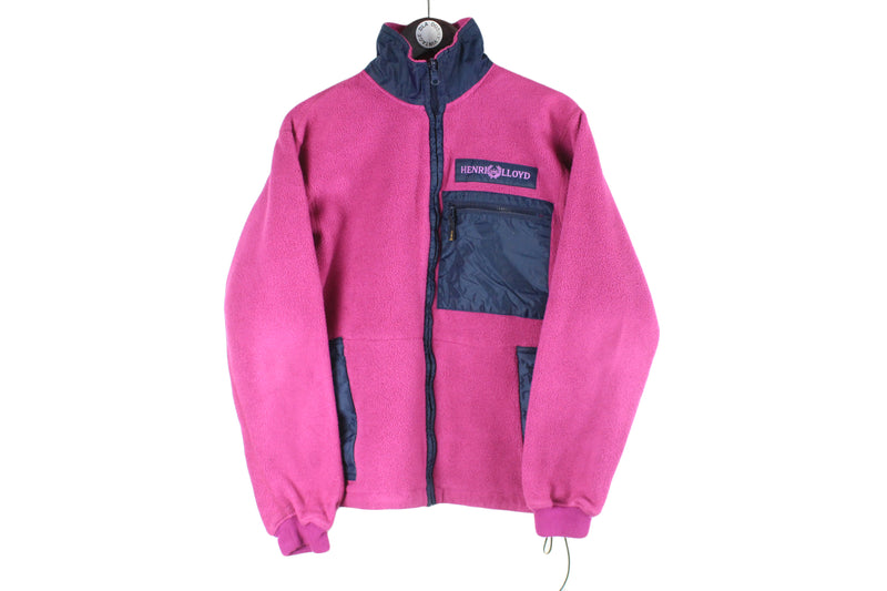 Vintage Henry Lloyd Fleece Full Zip Small pink 90s retro sport style winter sweater jumper