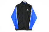 Vintage Adidas Track Jacket Small black blue big logo 90's sportswear retro windbreaker