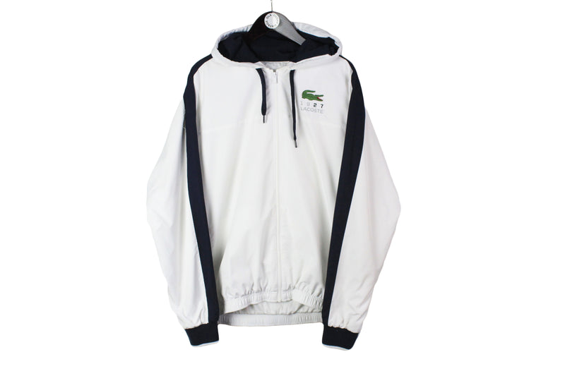 Vintage Lacoste Jacket XLarge size men's hooded windbreaker oversize sweat full zip sport clothing athletic outfit USA 90's style