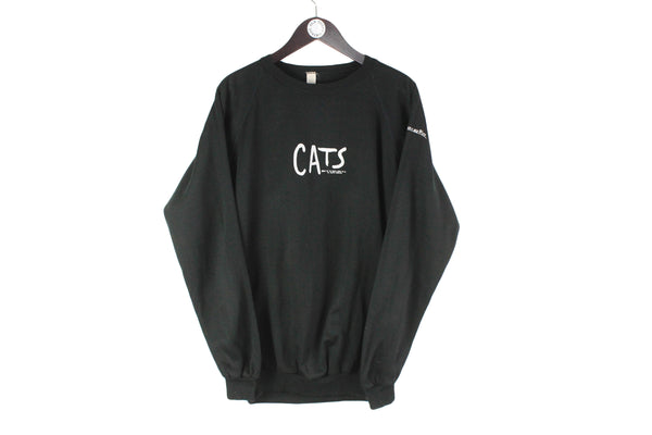 Vintage Cats Sweatshirt Large black big logo 90's musical retro crewneck