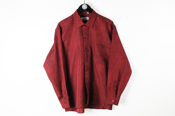 Vintage Christian Dior Silk Shirt Large red 80s men's retro style luxury blouse