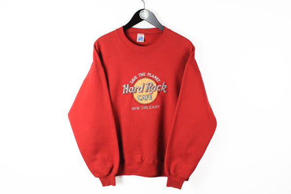 Vintage Hard Rock Cafe New Orleans Sweatshirt Medium big embroidery logo crewneck 90s USA style