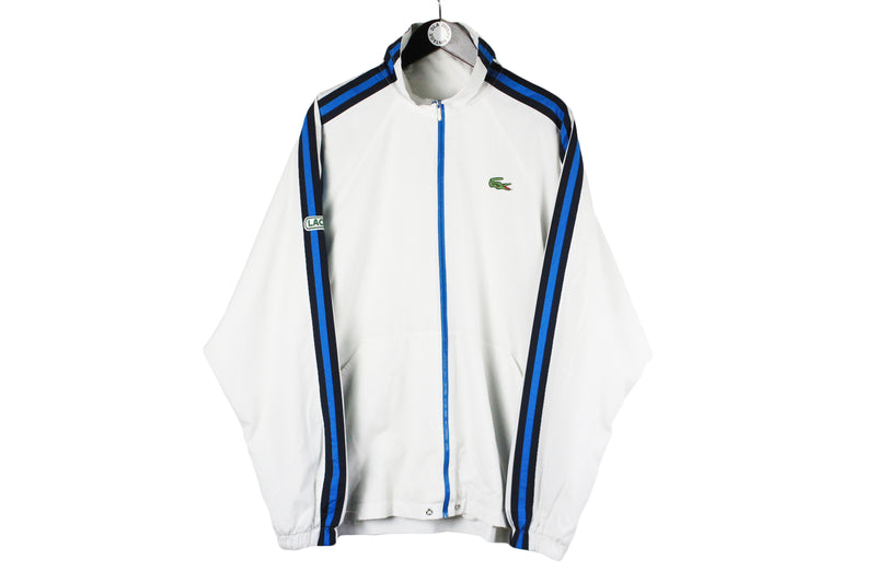 Vintage Lacoste Track Jacket XXLarge white full zip 90s retro sportswear made in France windbreaker