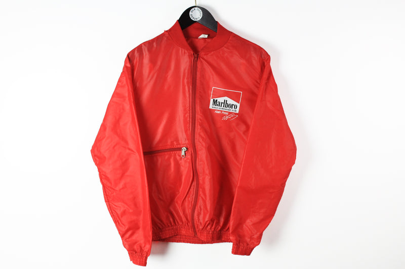 Vintage Marlboro Bomber Jacket Medium red big logo 90s sport full zip light wear jacket