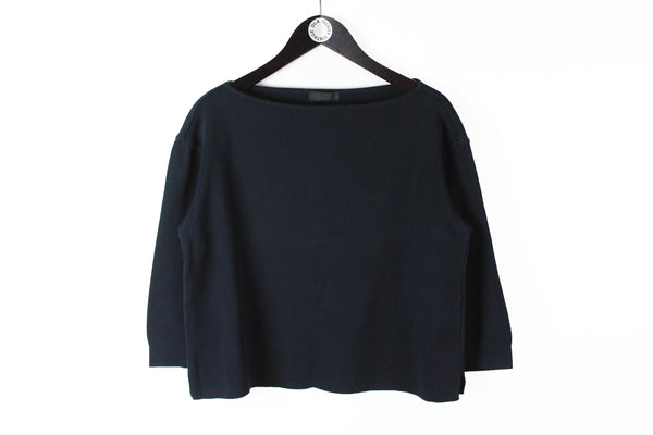 Prada Sweatshirt 3/4 Sleeve Women's 46 navy blue black label pullover