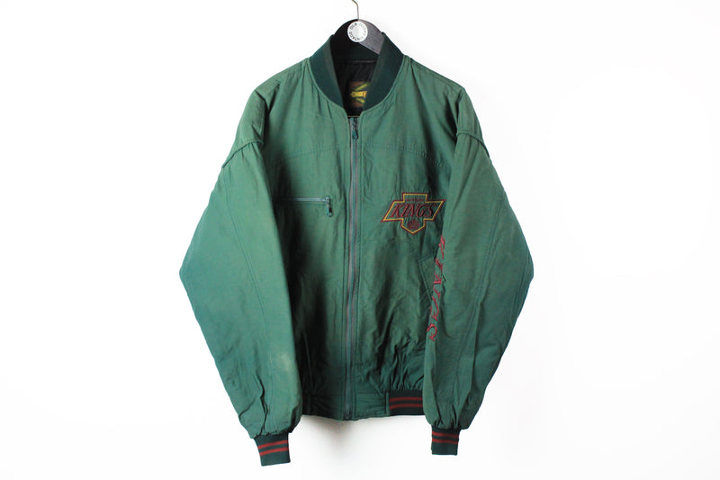 Vintage Kings Los Angeles Jacket Large / XLarge green NHL Campri Line 90s full zip bomber big logo