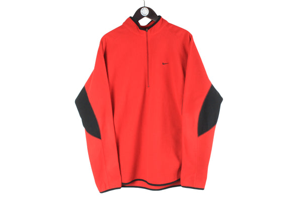Vintage Nike Fleece Half Zip XLarge / XXLarge red 00s authentic sport style swoosh small logo sweater