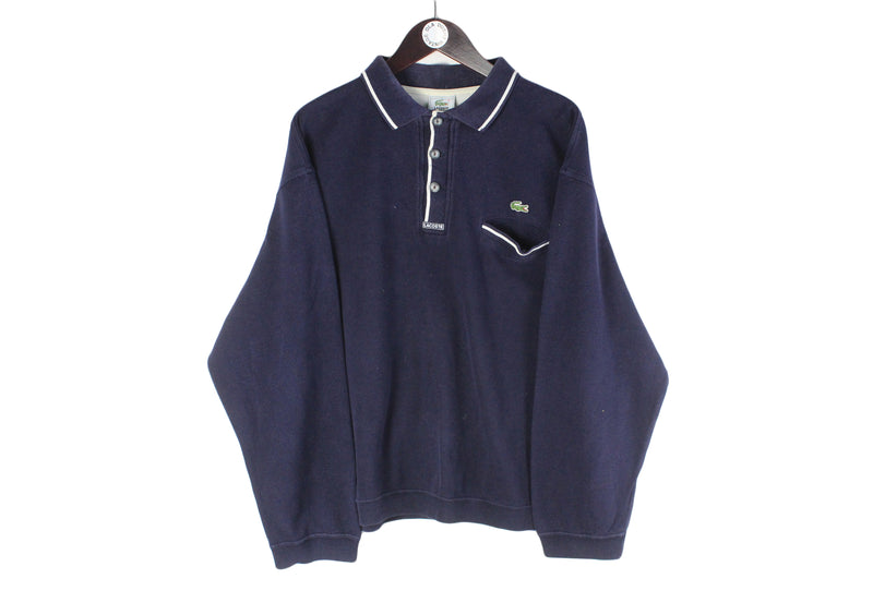 Vintage Lacoste Sweatshirt Large collared jumper sport style 90s 