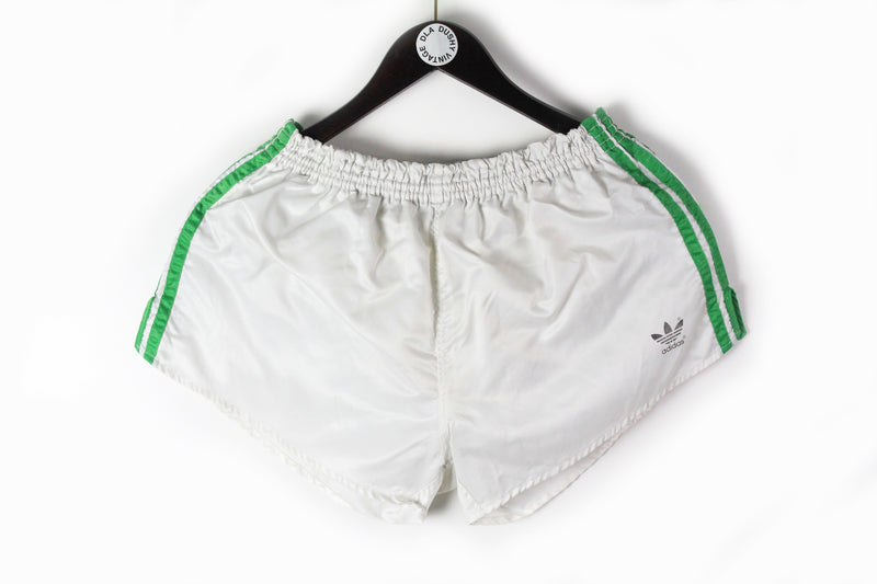 Vintage Adidas Shorts Large white green 80s made in West Germany sport athletic rare shorts