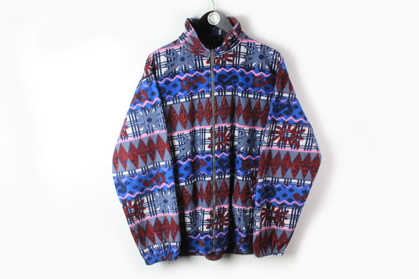 Vintage Fleece Full Zip XLarge / XXLarge  multicolor 90s abstract pattern