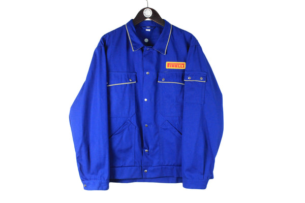Vintage Pirelli Work Jacket XLarge blue 90's racing Formula 1 F1 cotton 