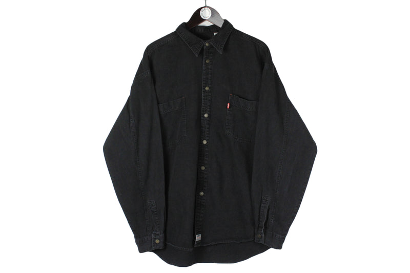 Vintage Levi's Shirt XLarge black 90s retro style USA denim oversize blouse