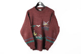 Vintage New Fast Sweater Medium red big embroidery logo 80s crewneck jumper
