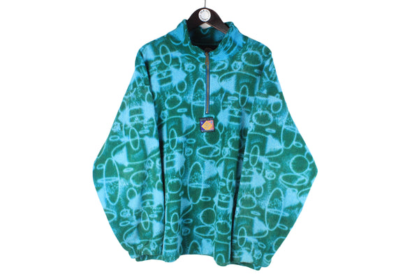 Vintage Santostefano Fleece 1/4 Zip XLarge abstract pattern 90s retro sport style sweater authentic outdoor jumper
