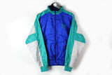 Vintage Adidas Track Jacket Medium blue green full zip 90s sport windbreaker